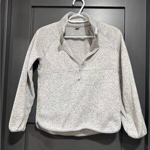 Heathered Light Gray Quarter-Zip Fleece Pullover